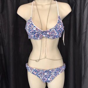 New Aztec lk print bikini w strappy cheeky bottom